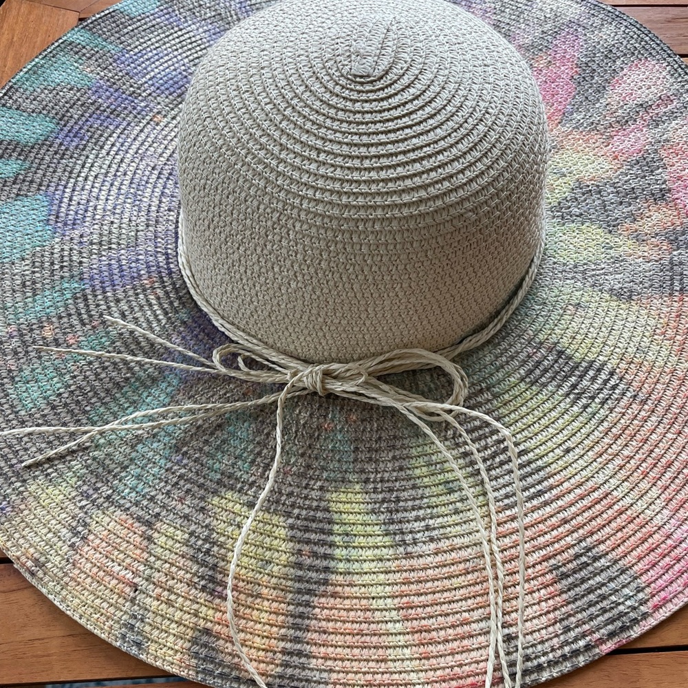 Lucky 7 Oversized Tie Dye Straw Sun Hat